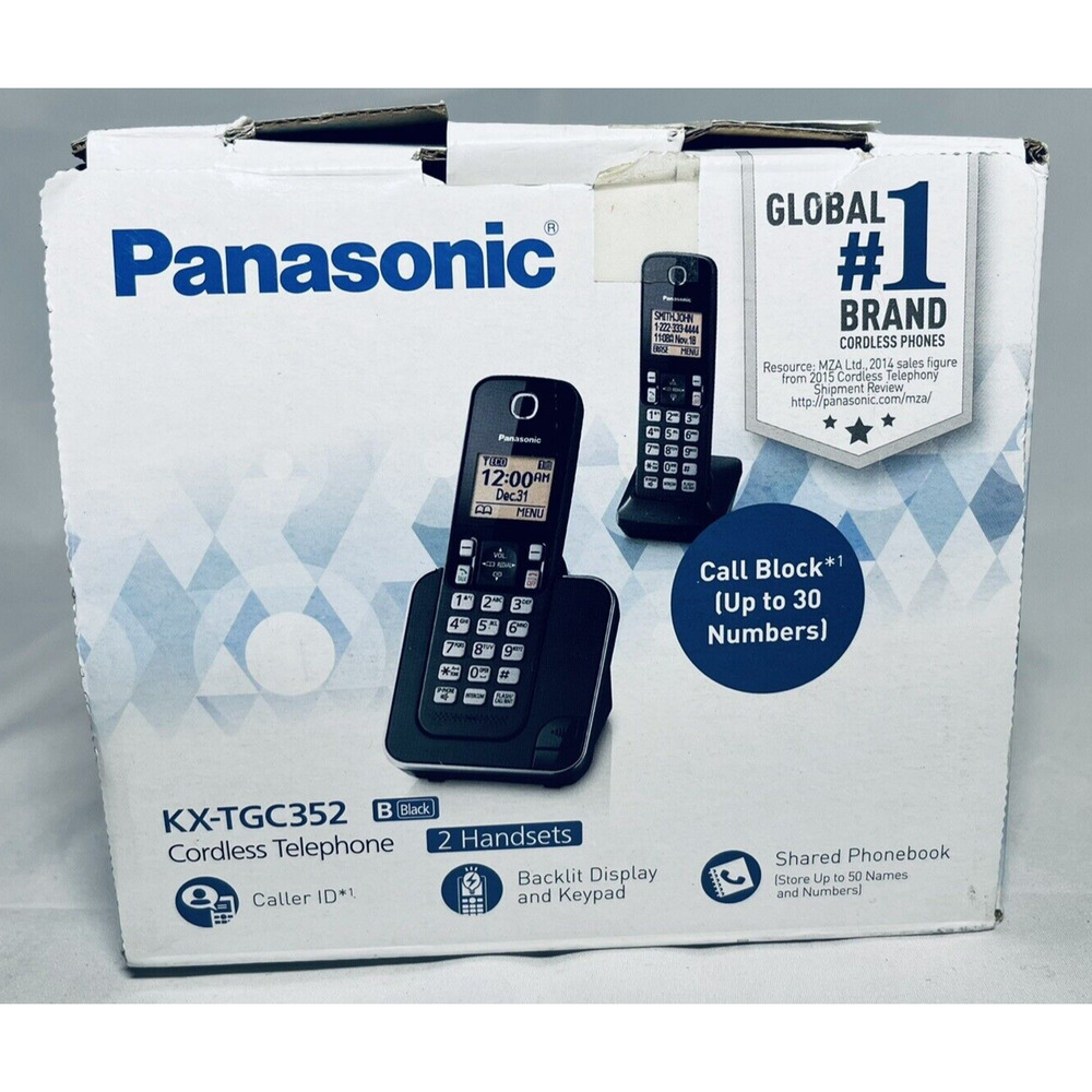 Panasonic KX-TGC352 Expandable Cordless Phone Backlit Display Black Intercom